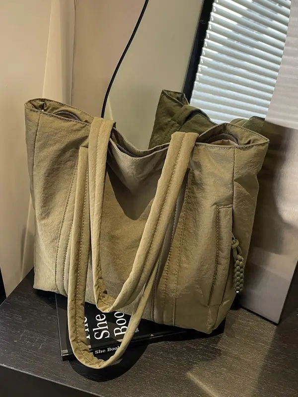Women's Large Capacity Beige Shoulder Bag 2024 - Image 5