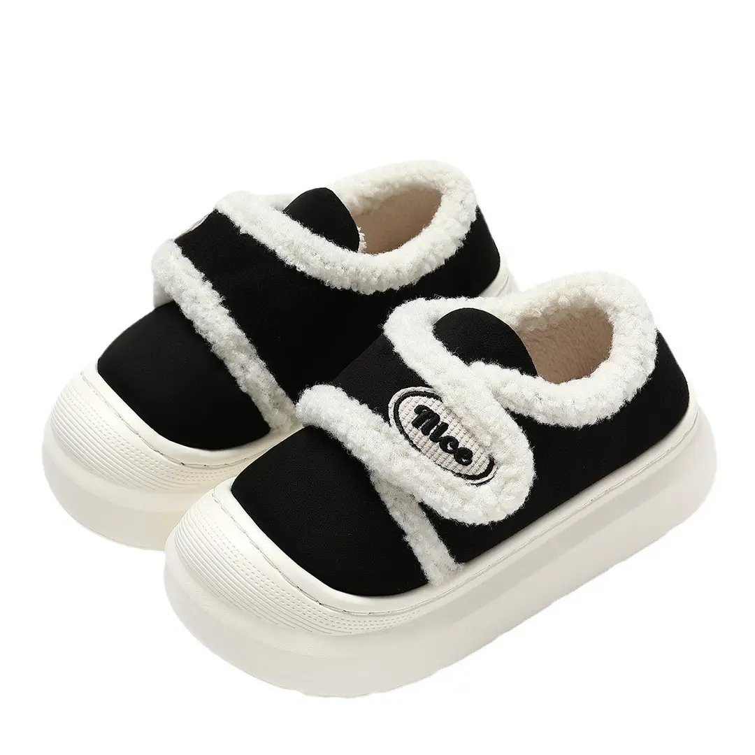 Velcro Cotton Slippers Women's Autumn and Winter Indoor Bag-heeled Cotton Shoes Warm Household Non-slip Mao Mao Cotton Slippers for Men - Image 6