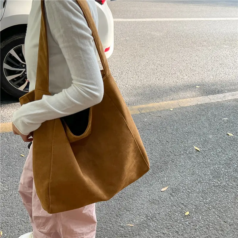 Vintage Woolen Shoulder Bag Women's Casual Large Capacity Tote - Image 6