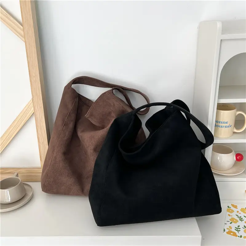Vintage Woolen Shoulder Bag Women's Casual Large Capacity Tote - Image 7
