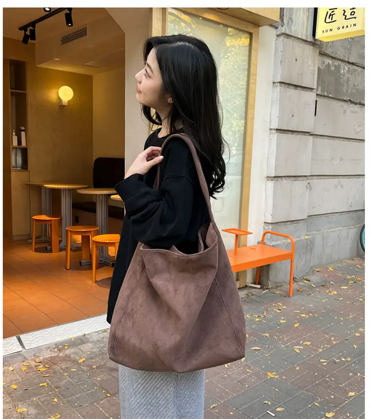 Vintage Woolen Shoulder Bag Women's Casual Large Capacity Tote — feature 21