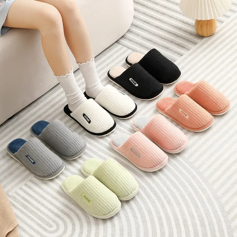 Gray Cotton Slippers for Men Women Winter Warm Indoor Use - Image 5
