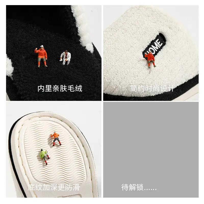 Gray Cotton Slippers for Men Women Winter Warm Indoor Use - Image 6