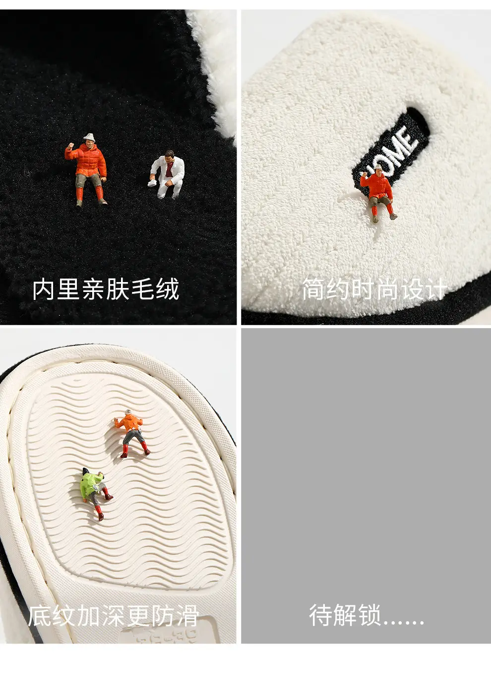 Gray Cotton Slippers for Men Women Winter Warm Indoor Use — feature 11