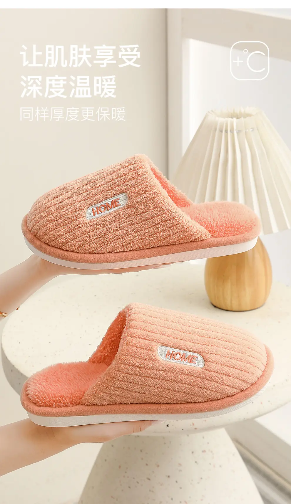 Gray Cotton Slippers for Men Women Winter Warm Indoor Use — feature 9
