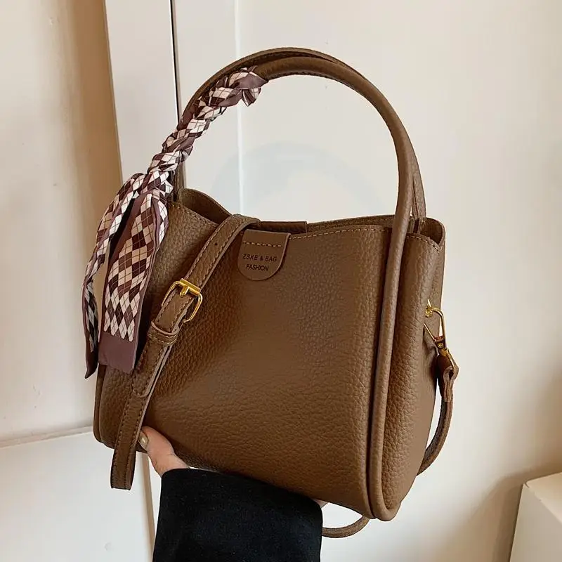 Brown Leather Shoulder Bag with Tassel for Women - Image 6