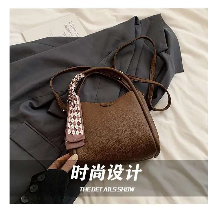 Brown Leather Shoulder Bag with Tassel for Women — feature 13