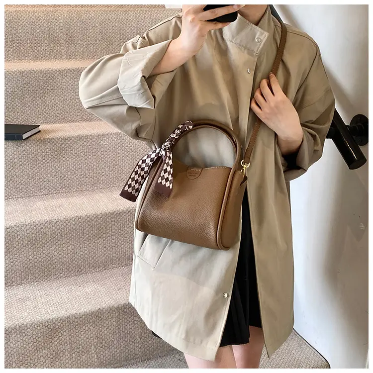 Brown Leather Shoulder Bag with Tassel for Women — feature 26