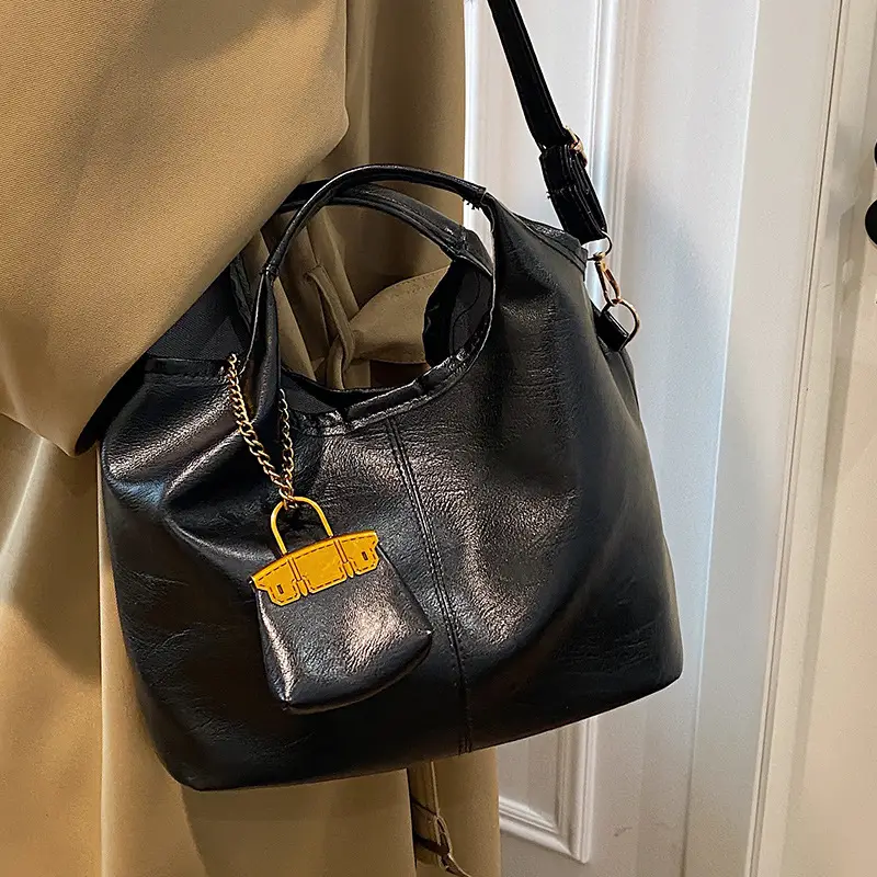 Women's Retro Leather Bucket Bag Brown 2024