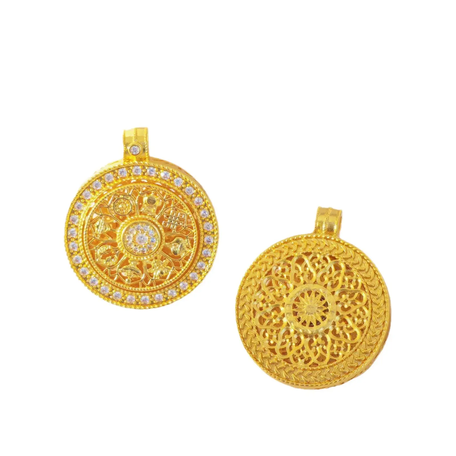 Gold Eight Treasure Compass Pendant Necklace for Women - Image 9