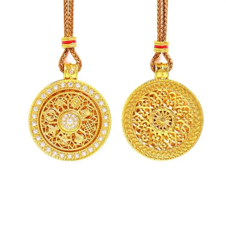 Gold Eight Treasure Compass Pendant Necklace for Women - Image 3
