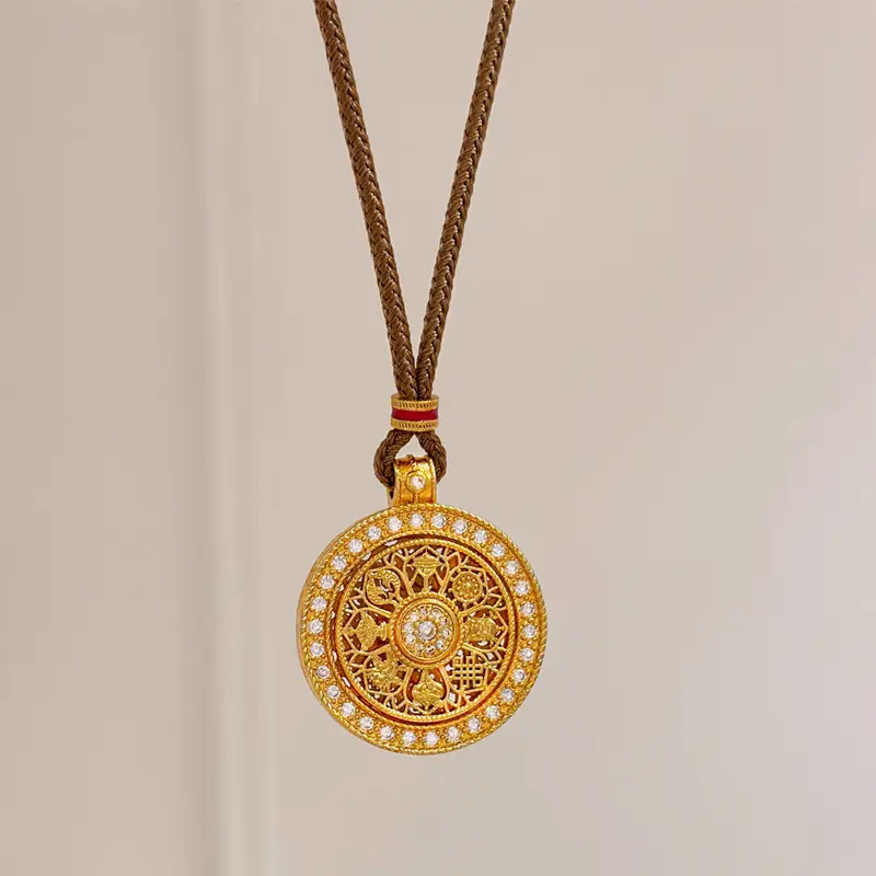 Gold Eight Treasure Compass Pendant Necklace for Women - Image 4