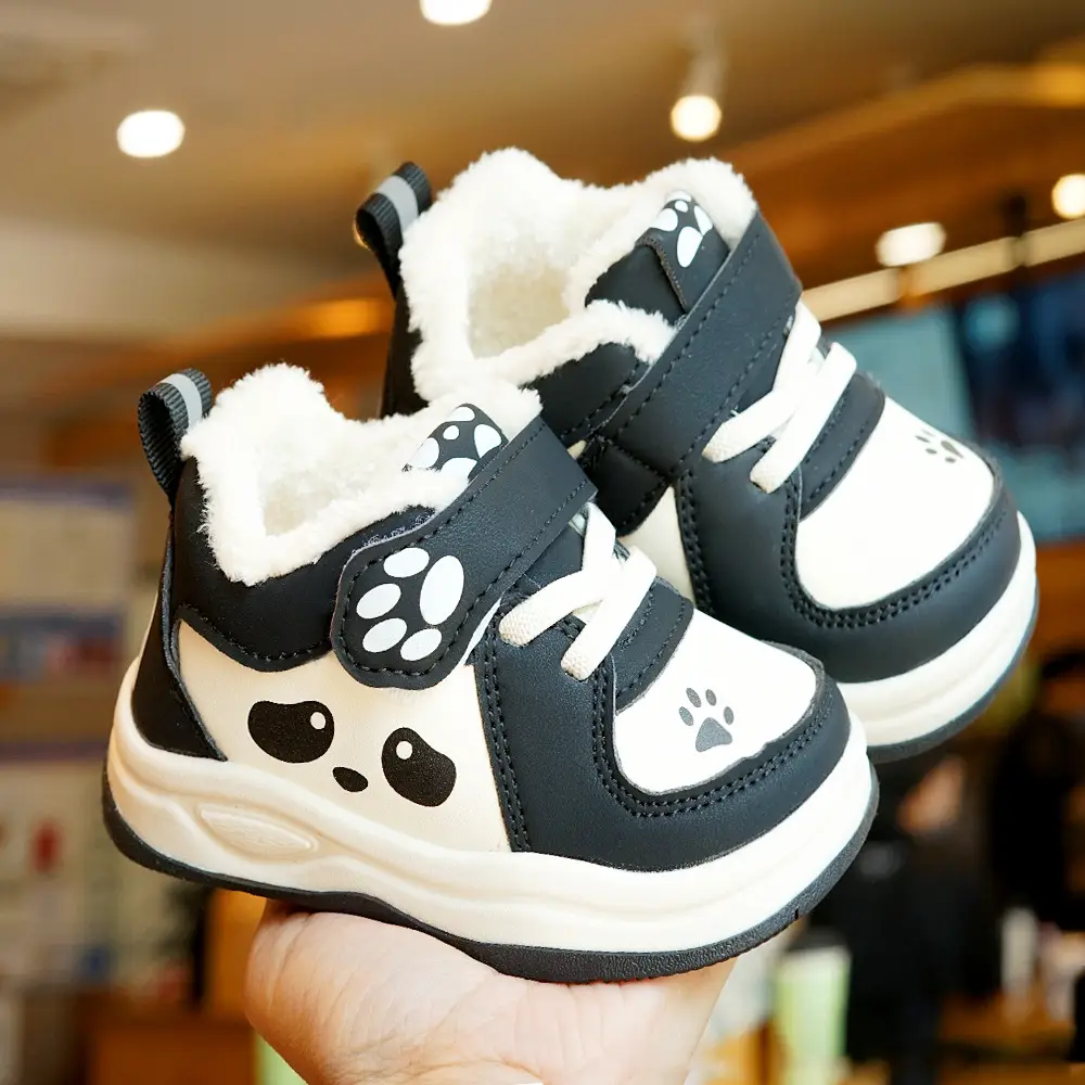 Toddler Winter Fleece Shoes Pink Cartoon 1-2Y