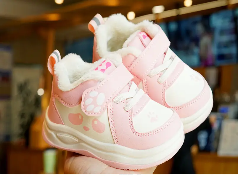Toddler Winter Fleece Shoes Pink Cartoon 1-2Y — feature 6