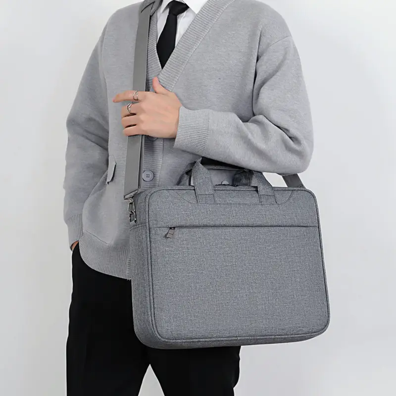 Grey Crossbody Laptop Bag for Men Women