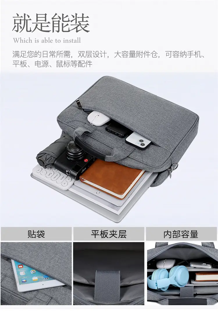 Grey Crossbody Laptop Bag for Men Women — feature 11