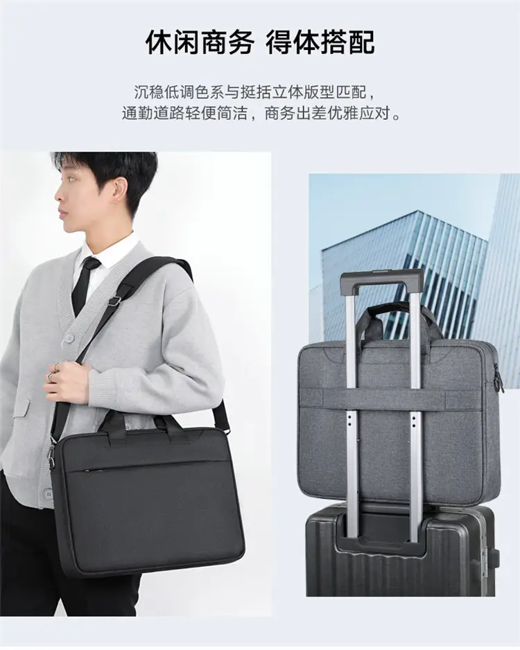 Grey Crossbody Laptop Bag for Men Women — feature 4