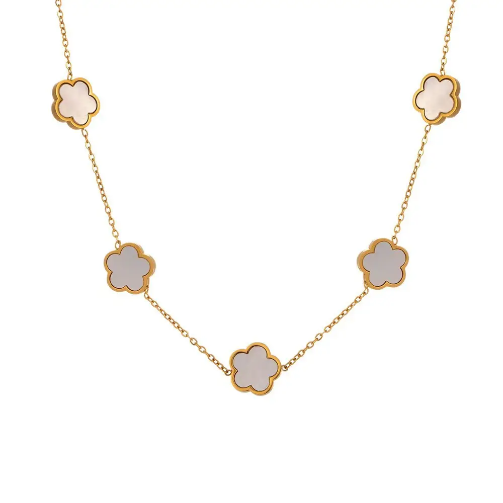 Women's Five-leaf Flower Titanium Steel Necklace Light Luxury - Image 16