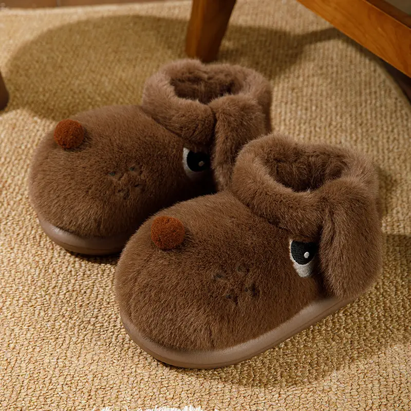 Qidan Shoe Factory Cute Dog Bag with Cotton Slippers Women's Winter Indoor Home fleece-lined Warm Non-slip Couple's Cotton Shoes - Image 2