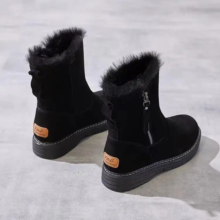 Women Fleece Lined Snow Boots Black 2024 - Image 6