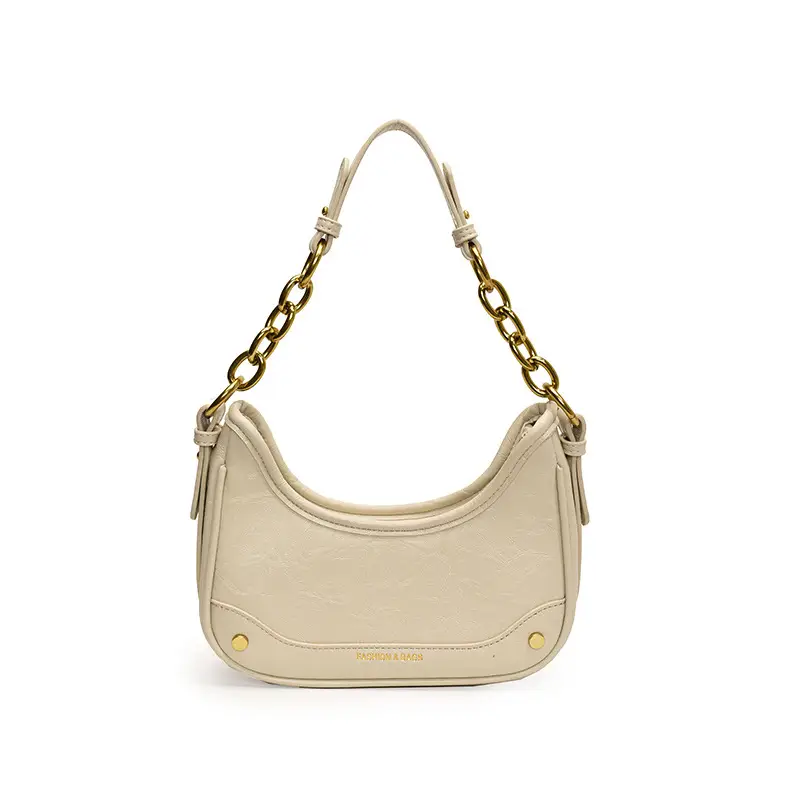 Women's Brown Croc Leather Chain Shoulder Bag - Image 5