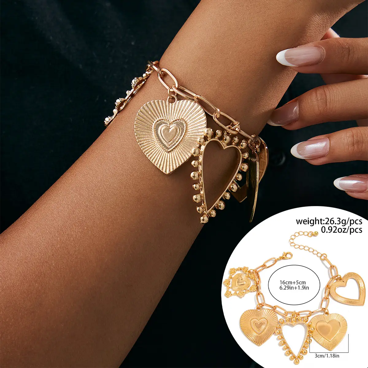 European American Heart Pendant Necklace with Peach Clavicle Design - Image 3