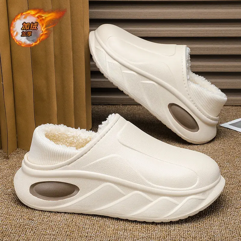 Cotton Slippers Men's Autumn and Winter fleece-lined Warm Non-slip Cotton Slippers Fur Integrated Cold-proof Indoor Dung-feeling Maomao Cotton Shoes