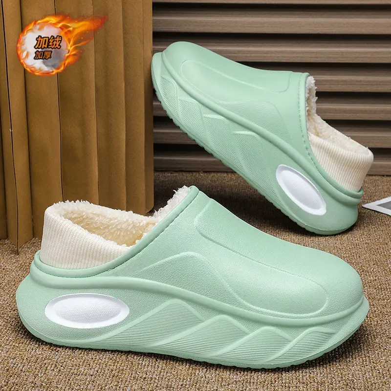 Cotton Slippers Men's Autumn and Winter fleece-lined Warm Non-slip Cotton Slippers Fur Integrated Cold-proof Indoor Dung-feeling Maomao Cotton Shoes