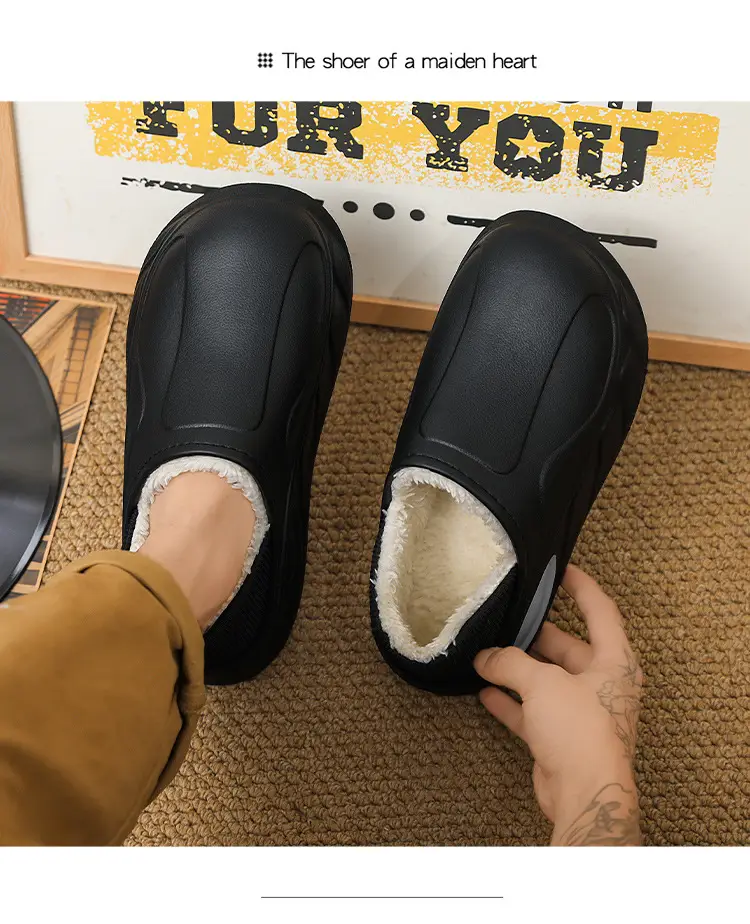 Cotton Slippers Men's Autumn and Winter fleece-lined Warm Non-slip Cotton Slippers Fur Integrated Cold-proof Indoor Dung-feeling Maomao Cotton Shoes — feature 10
