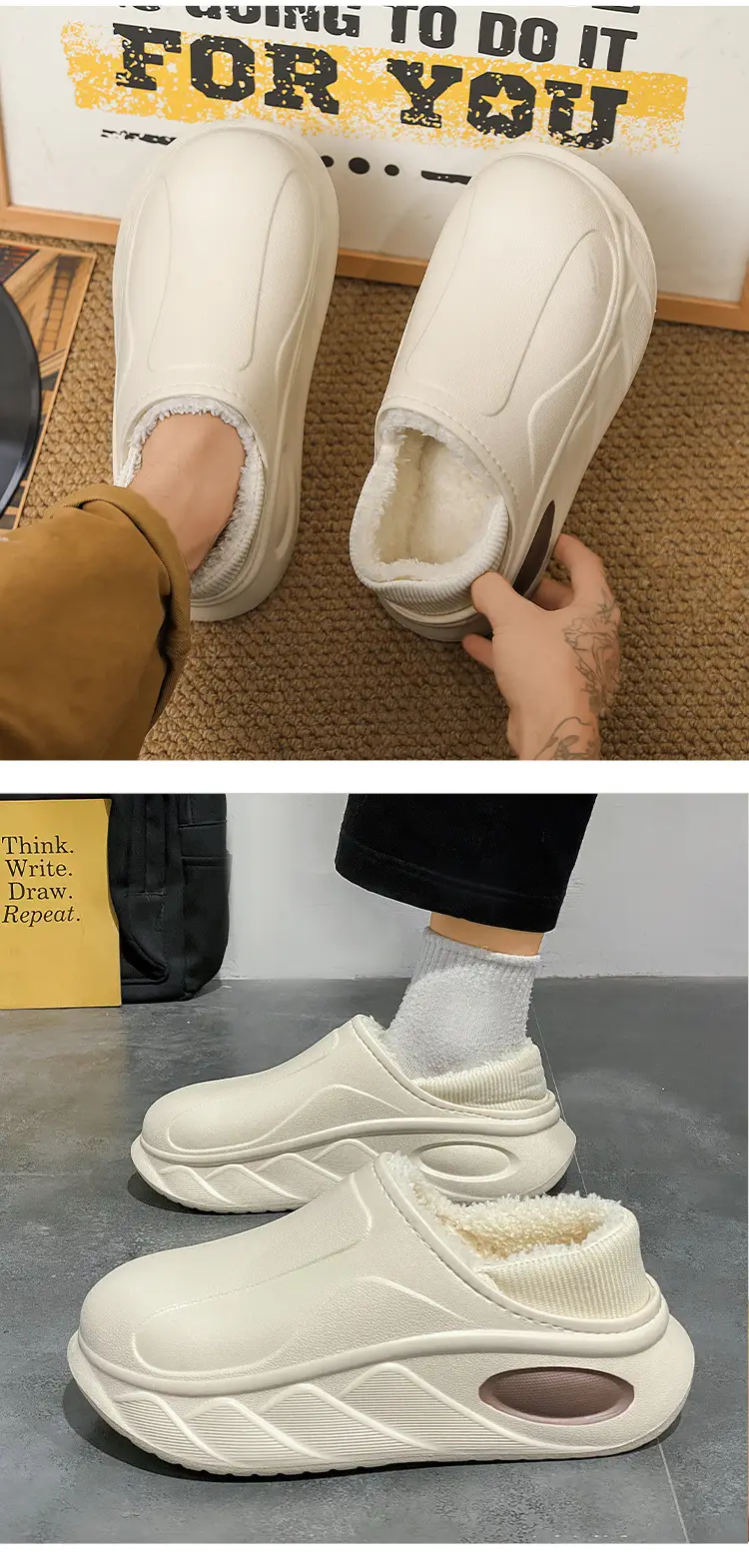 Cotton Slippers Men's Autumn and Winter fleece-lined Warm Non-slip Cotton Slippers Fur Integrated Cold-proof Indoor Dung-feeling Maomao Cotton Shoes — feature 15