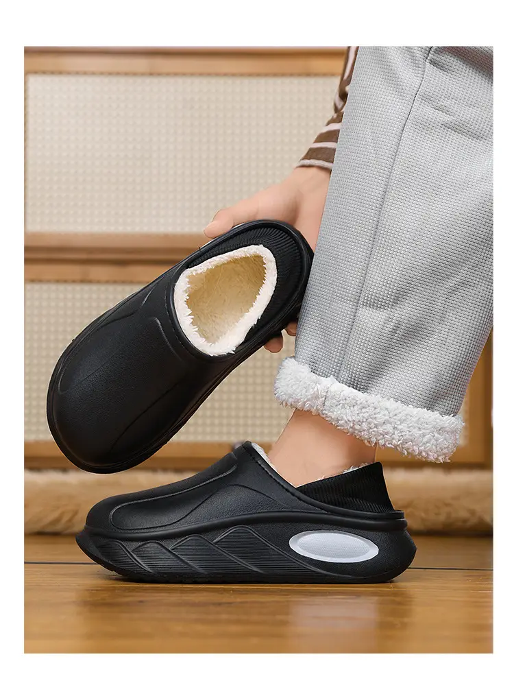 Cotton Slippers Men's Autumn and Winter fleece-lined Warm Non-slip Cotton Slippers Fur Integrated Cold-proof Indoor Dung-feeling Maomao Cotton Shoes — feature 9