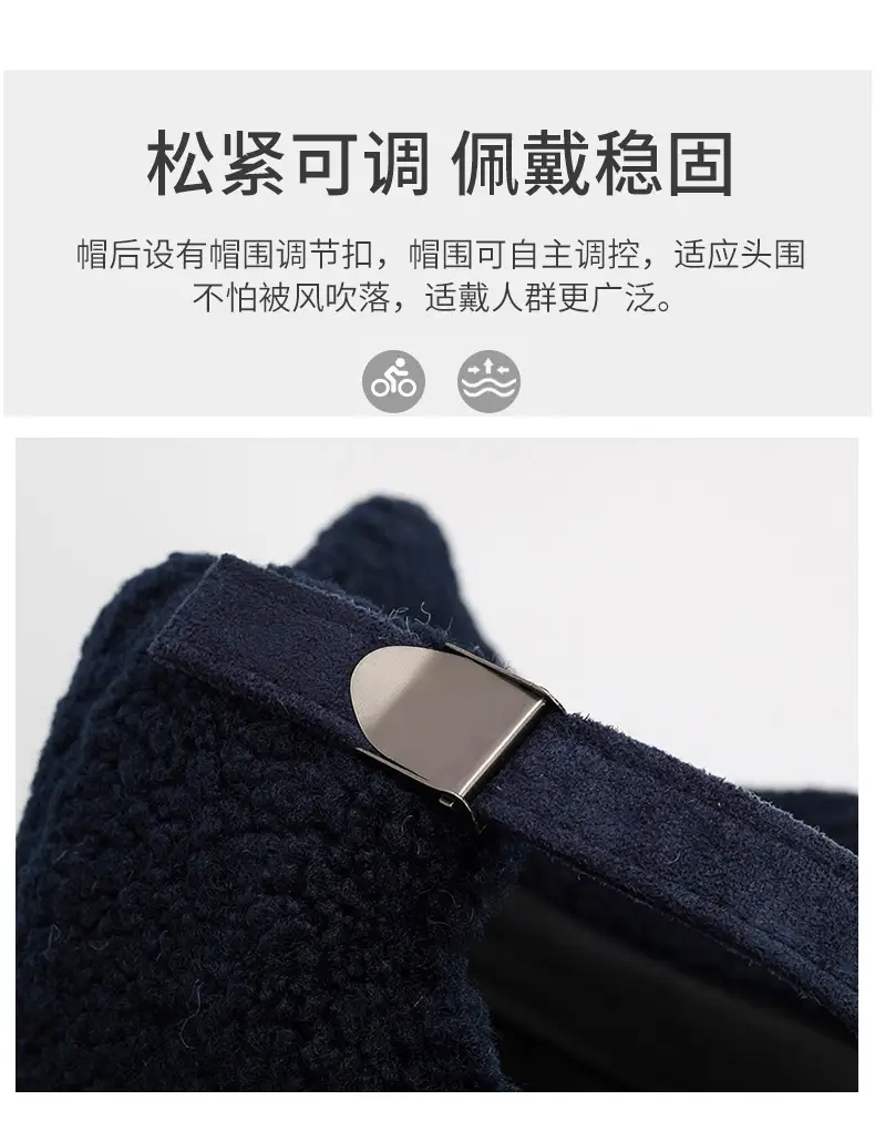 Men's Navy Teddy Velvet Baseball Cap Winter Warm — feature 4