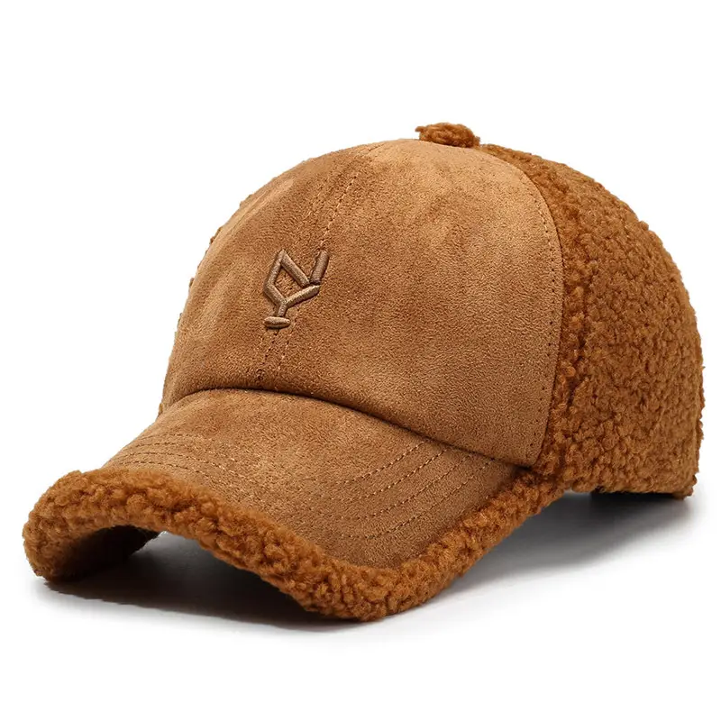 Men's Navy Teddy Velvet Baseball Cap Winter Warm - Image 3