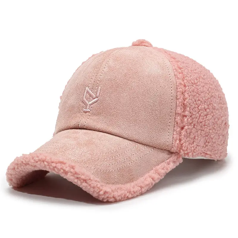 Men's Navy Teddy Velvet Baseball Cap Winter Warm - Image 4