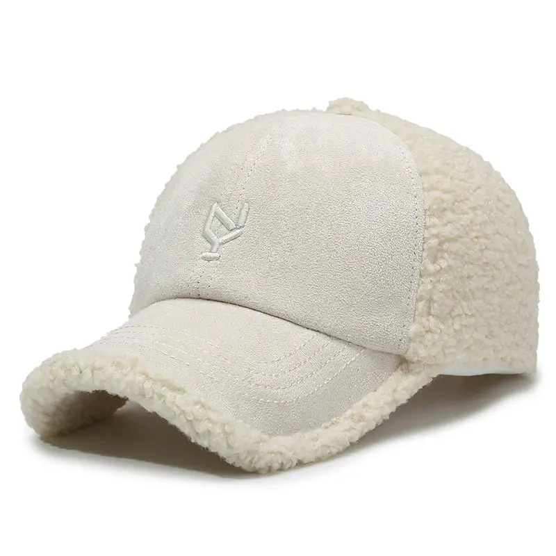 Men's Navy Teddy Velvet Baseball Cap Winter Warm - Image 5