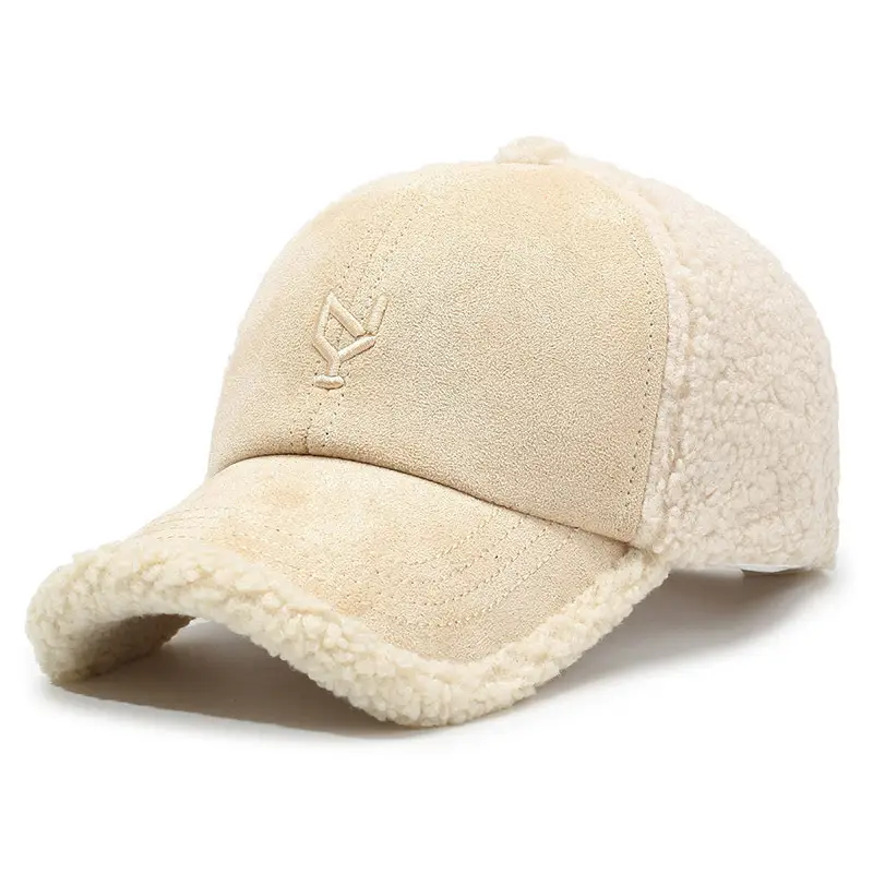 Men's Navy Teddy Velvet Baseball Cap Winter Warm - Image 7