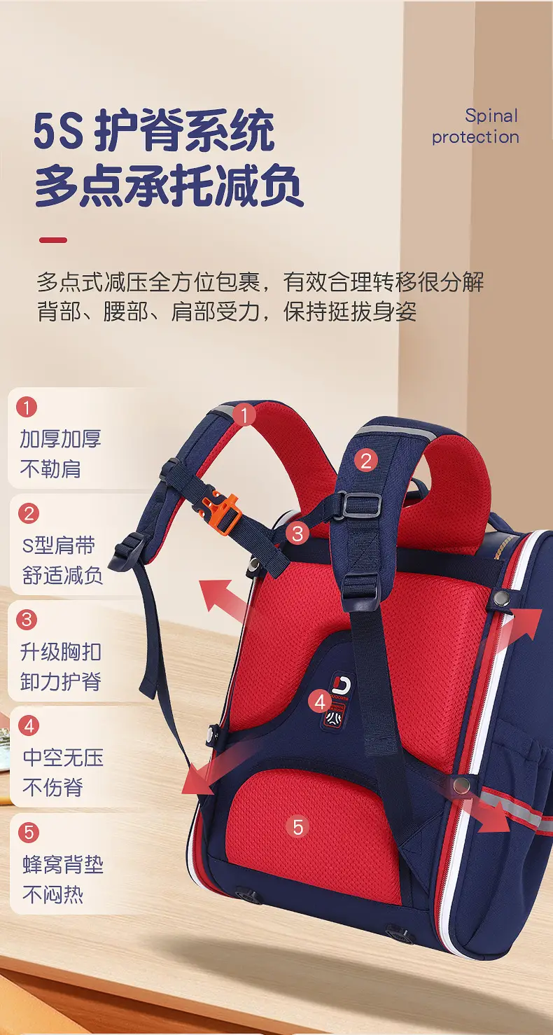 New schoolbag primary school students one, two, three to six grades shoulder bag large capacity burden reduction kara sheep with children's backpack — feature 6