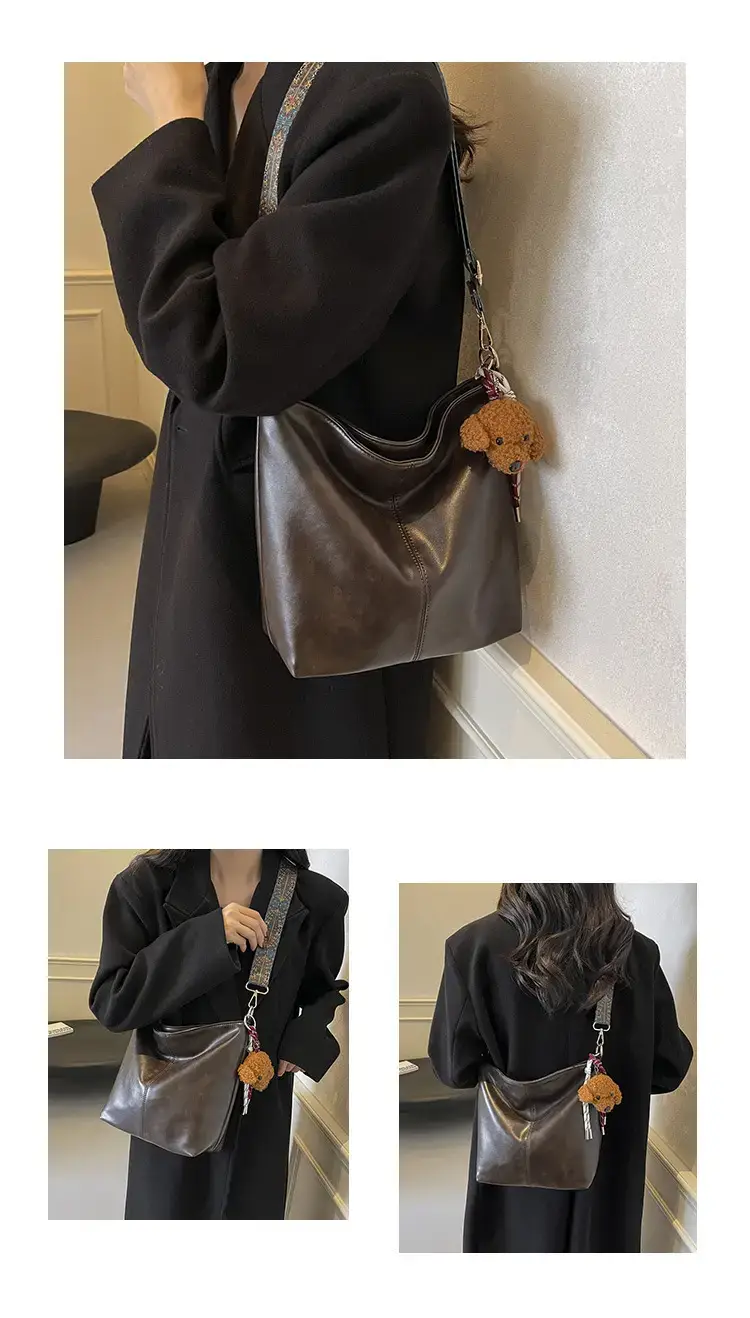 Women's Wax Leather Large Bag with Crossbody Strap — feature 11