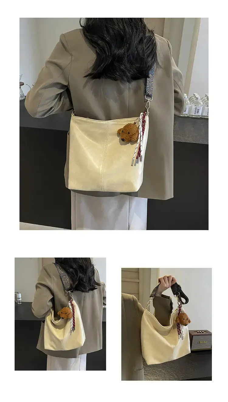 Women's Wax Leather Large Bag with Crossbody Strap — feature 12