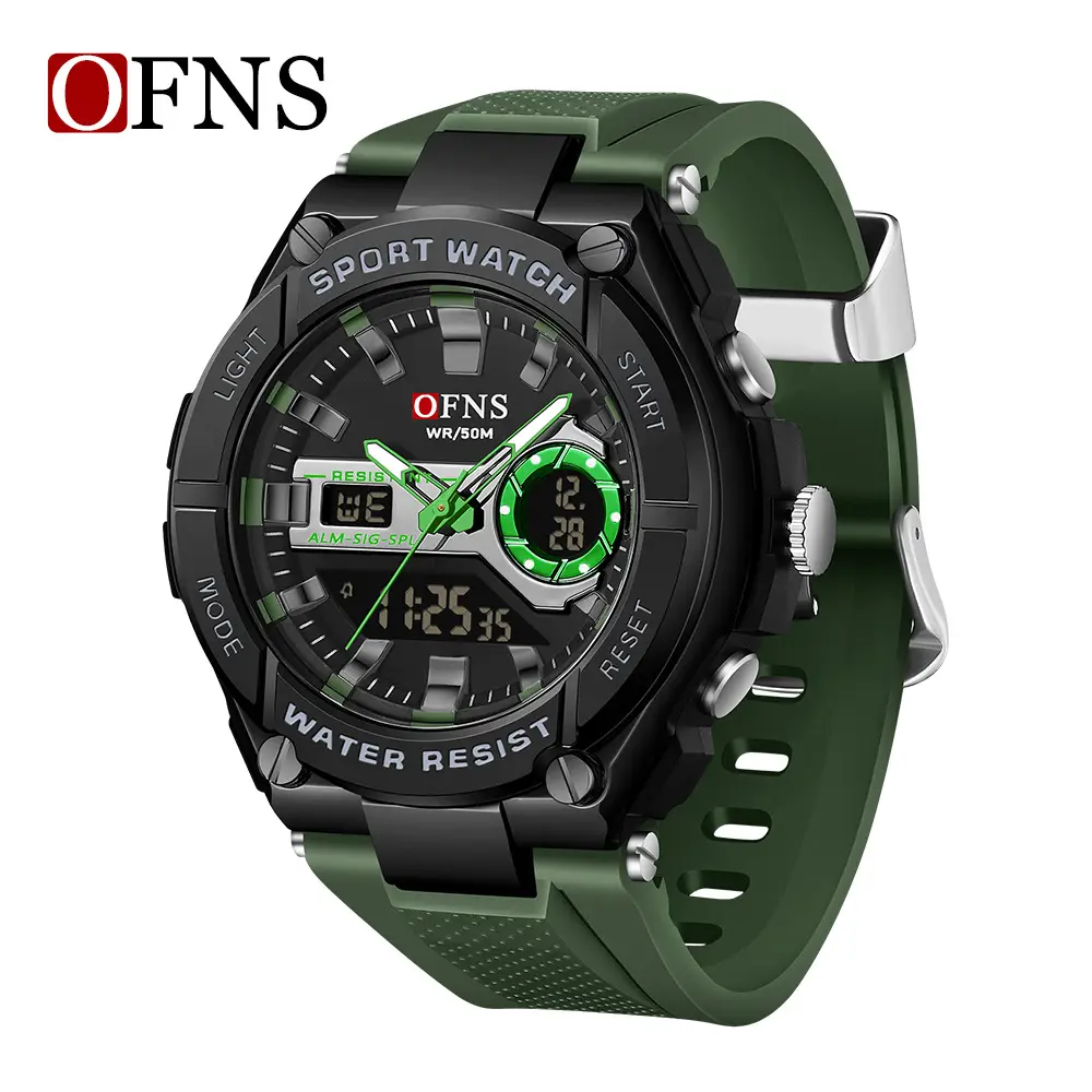 O'Fani Double Display Watch Black Green Green - Image 5