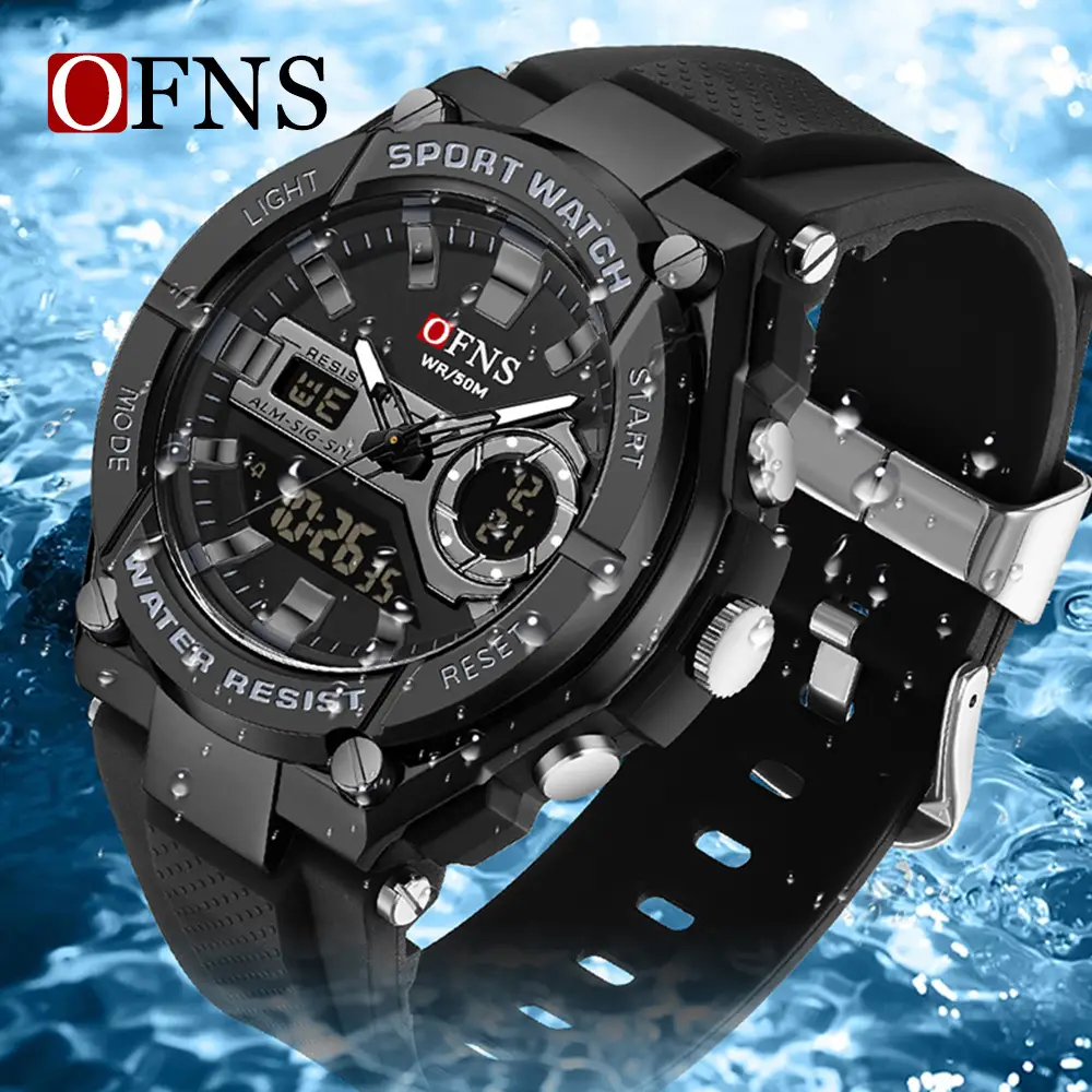 O'Fani Double Display Watch Black Green Green - Image 6