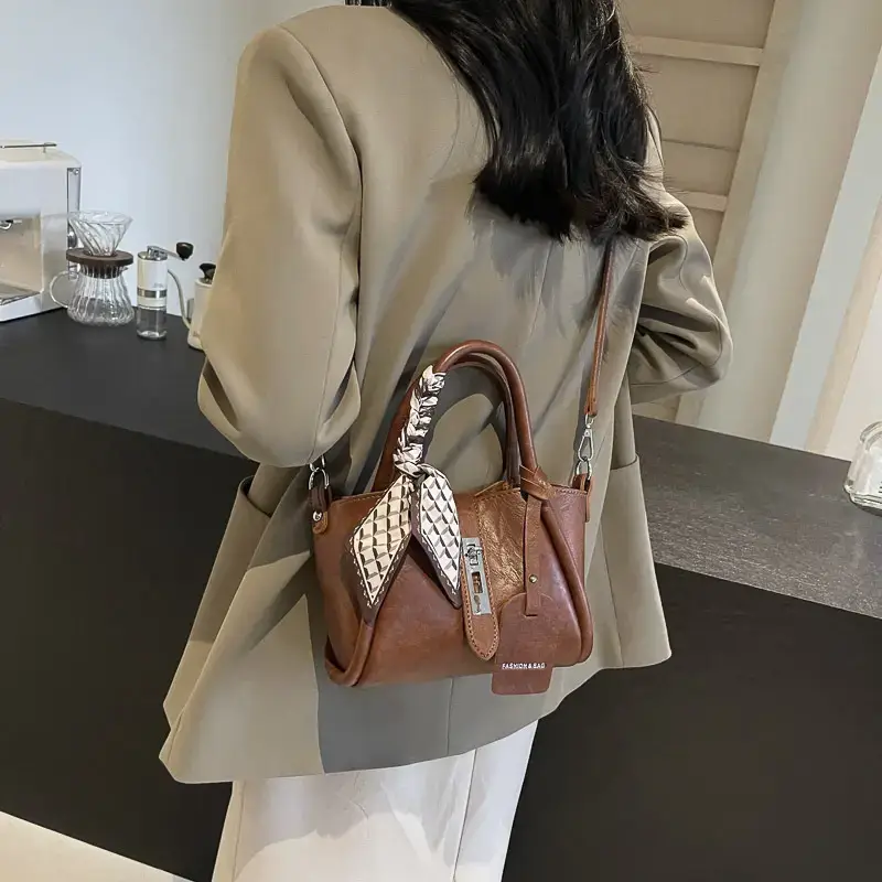 Black Korean Style Shoulder Bag with Bow Accessory - Image 10
