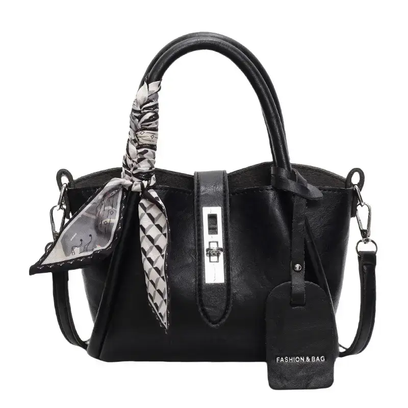 Black Korean Style Shoulder Bag with Bow Accessory - Image 11