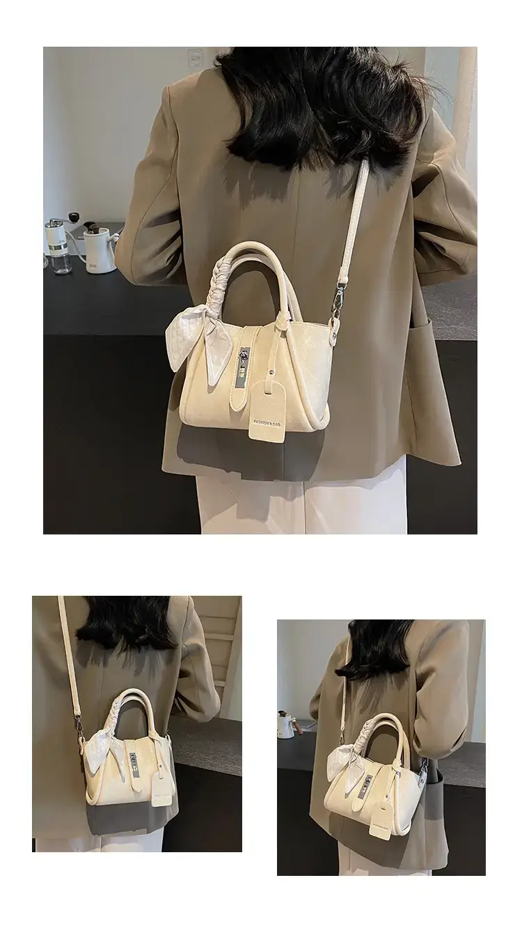 Black Korean Style Shoulder Bag with Bow Accessory — feature 12