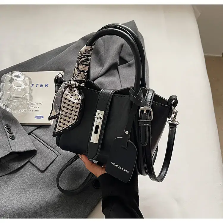 Black Korean Style Shoulder Bag with Bow Accessory — feature 16