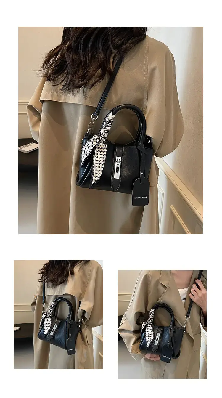 Black Korean Style Shoulder Bag with Bow Accessory — feature 9