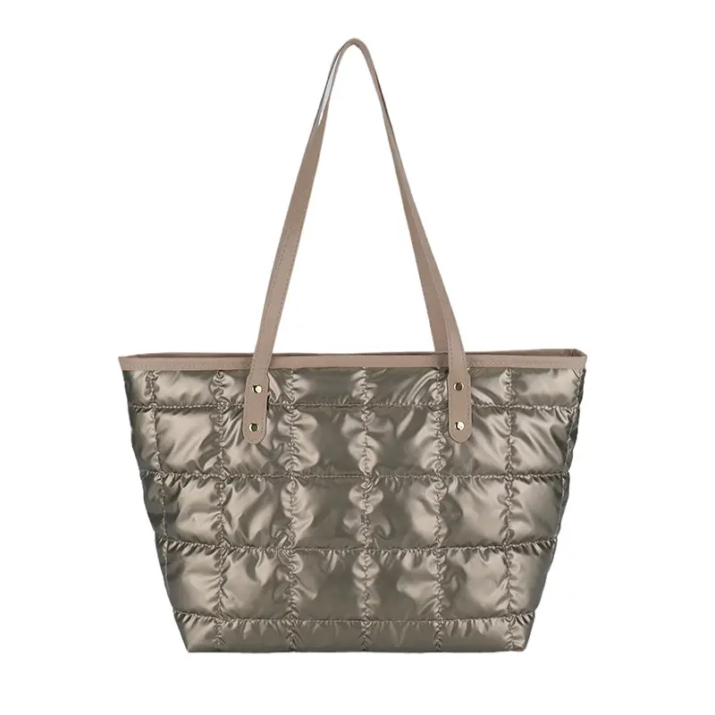 Women's Square Plaid Down Cotton Padded Shoulder Bag - Image 7