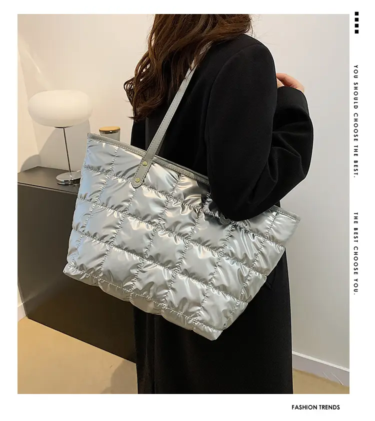 Women's Square Plaid Down Cotton Padded Shoulder Bag — feature 2