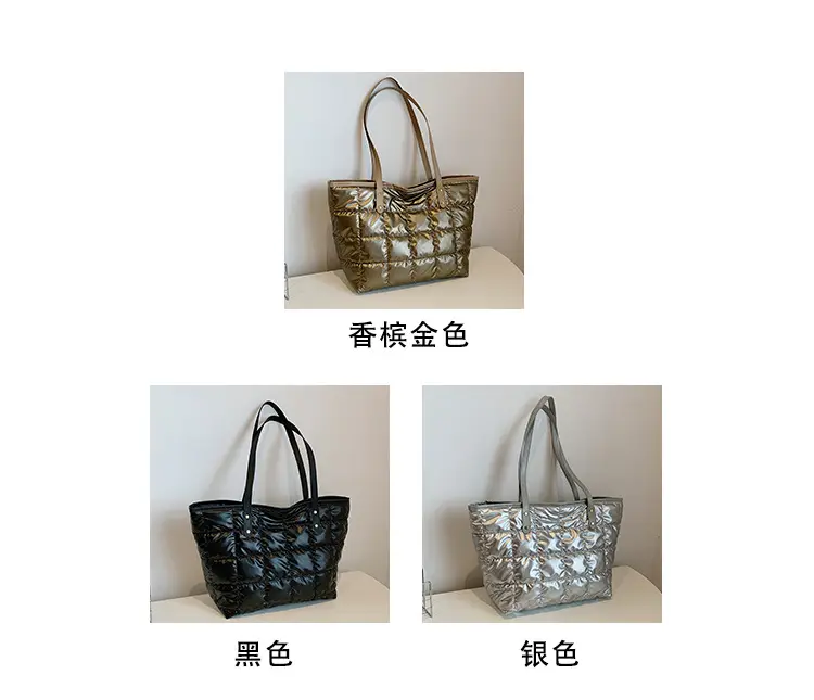 Women's Square Plaid Down Cotton Padded Shoulder Bag — feature 3