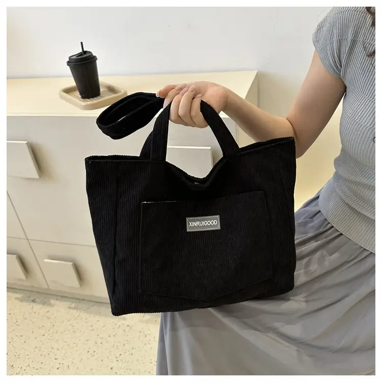 Women's Grey Corduroy Tote Bag Large Capacity 2024 — feature 22